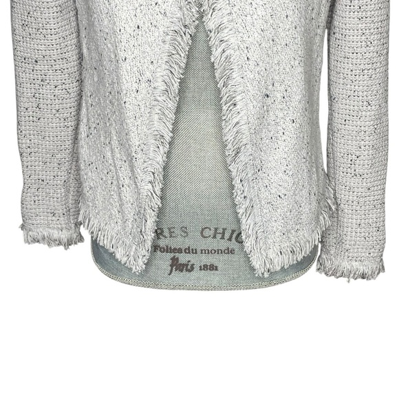 NIC+ZOE Open Front Fringed Knit Jacket PP Petite Gray Speckled Textured Blazer - Picture 5 of 14